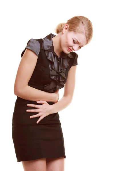 Mujer sufriendo de dolor de estómago — Foto de Stock