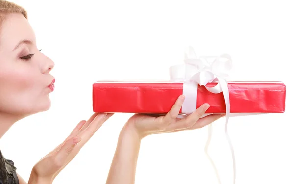 Girl with gift box — Stock Photo, Image