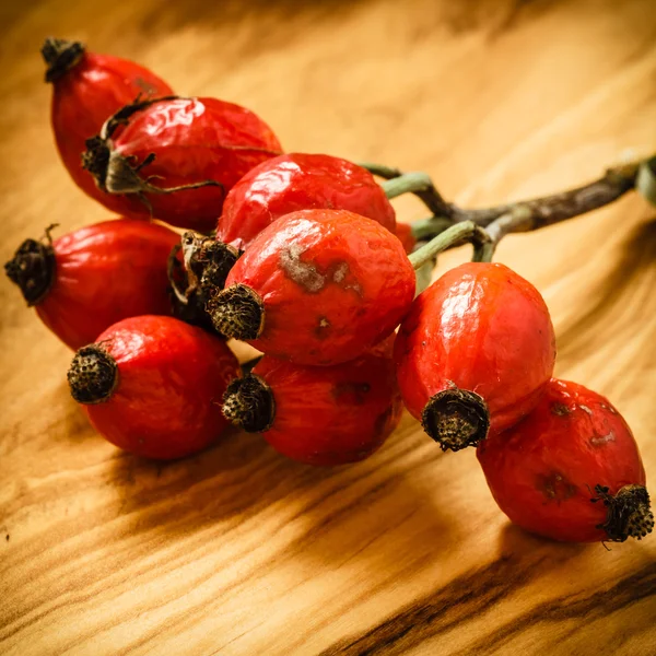 Hawthorn on wooden table — Stock Photo, Image