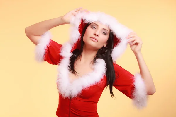 Donna che indossa il costume da Babbo Natale — Foto Stock