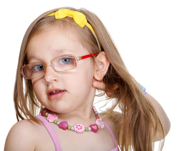 Cute little girl in glasses — Stock Photo, Image