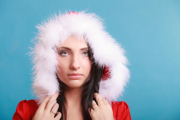 Donna che indossa il costume da Babbo Natale — Foto Stock