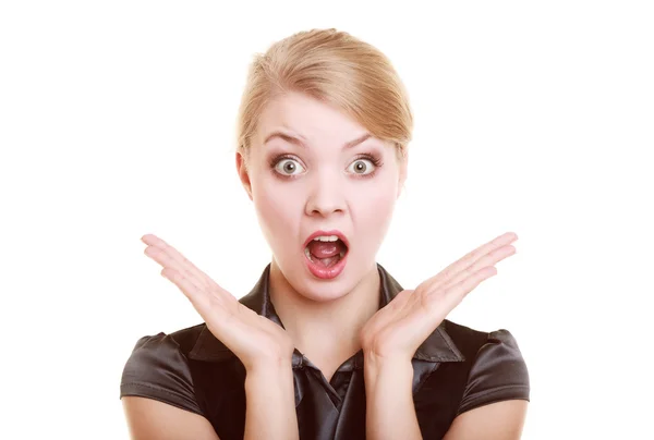 Surprised businesswoman with nopen mouth — Stock Photo, Image