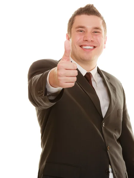 Счастливый человек показывает большой палец вверх рукой жест Лицензионные Стоковые Изображения