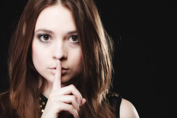 Girl showing silence sign — Stock Photo, Image