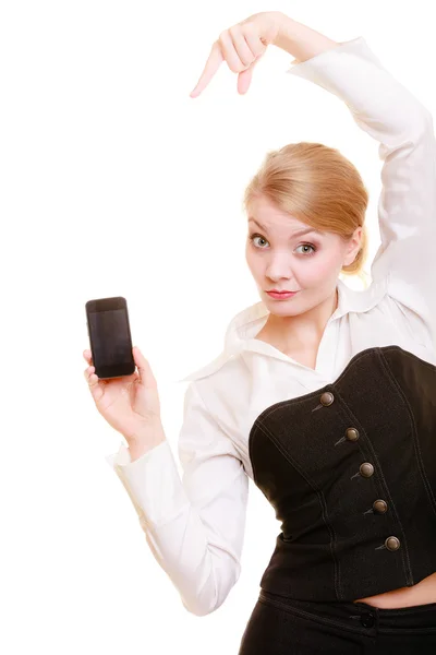 Businesswoman showing cell phone — Stock Photo, Image