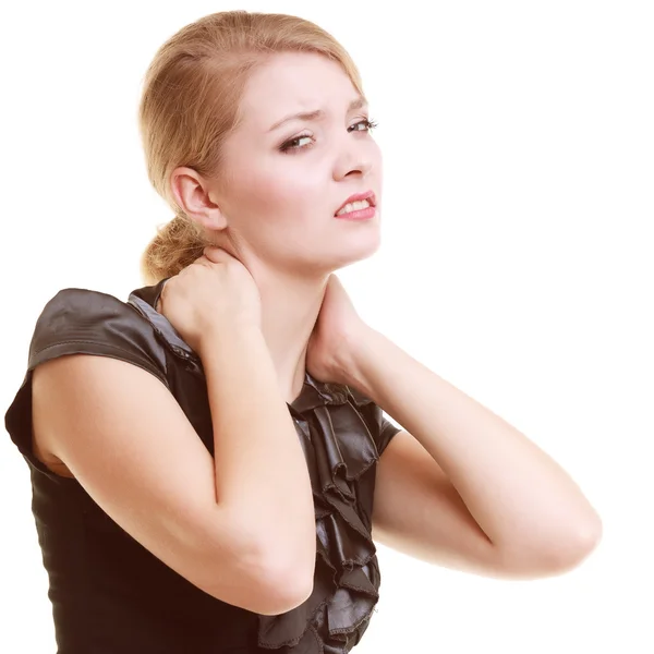 Junge Frau leidet unter Rückenschmerzen — Stockfoto