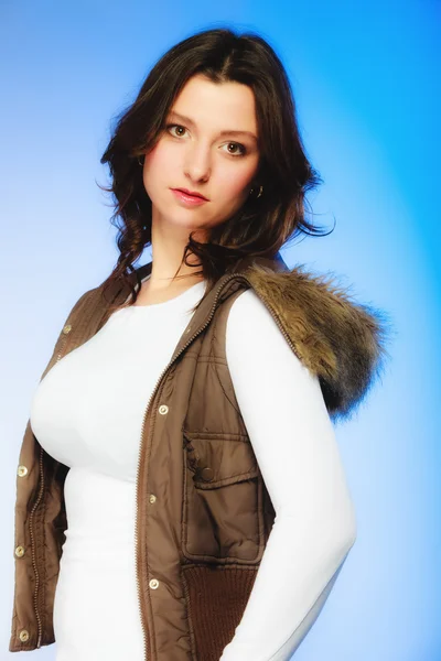 Woman in casual waistcoat posing — Stock Photo, Image