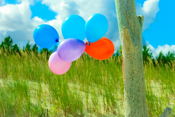 Balloons  on  beach — Stock Photo, Image