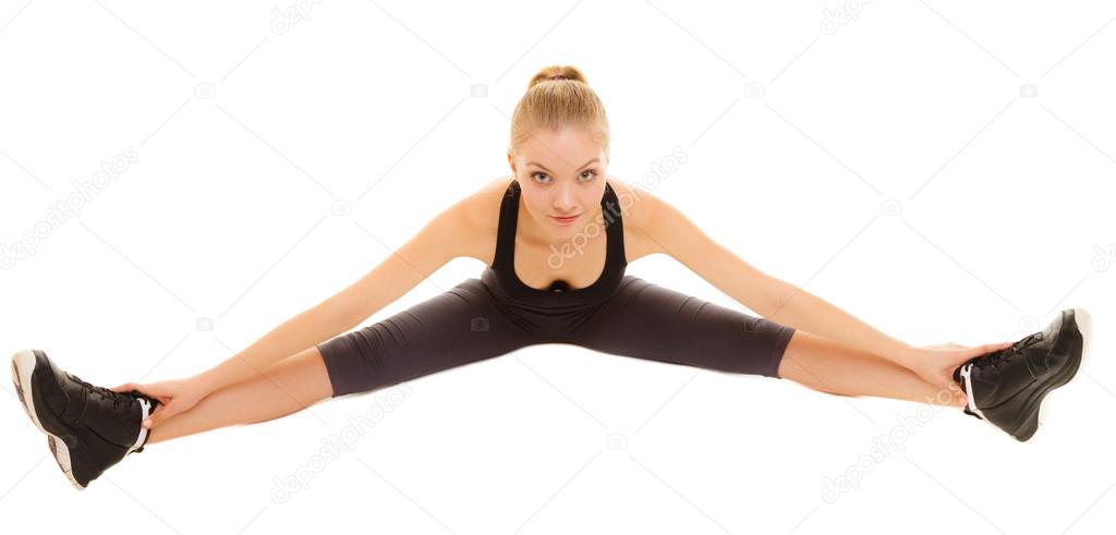 Sport And Active Lifestyle. Sporty Flexible Girl Fitness Woman In