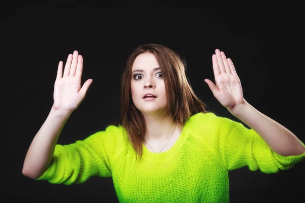 Teen girl making stop gesture — Stock Photo, Image