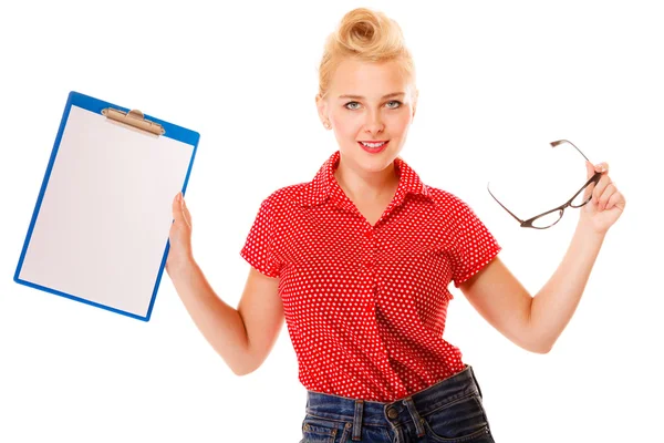 Woman holding glasses — Stock Photo, Image