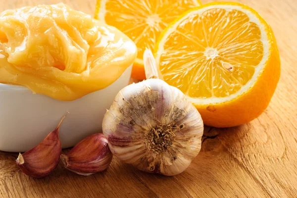 Miodu, czosnku i cytryny — Zdjęcie stockowe