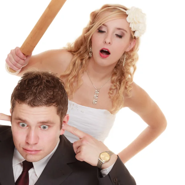 Wedding couple having argument — Stock Photo, Image