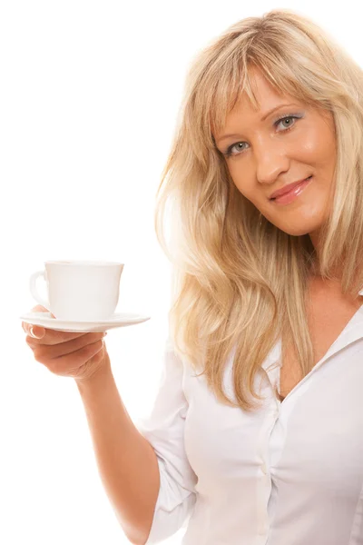 Mature woman drinking tea — Stock Photo, Image