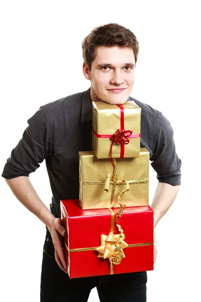 Man holding gifts — Stock Photo, Image