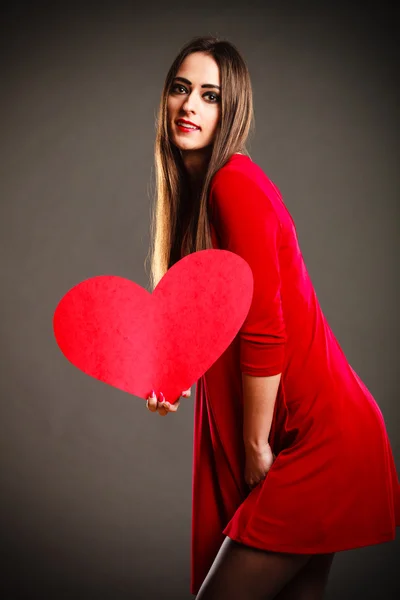 Valentines Day woman holding heart. — Stock Photo, Image