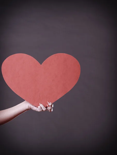 Niña sosteniendo el corazón en las manos — Foto de Stock