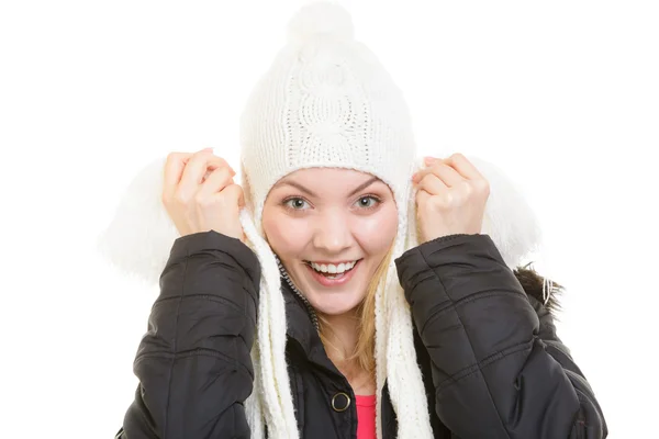 Cheerful girl in warm clothes. — Stock Photo, Image