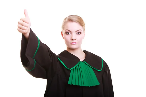 Lawyer gown giving thumb up — Stock Photo, Image