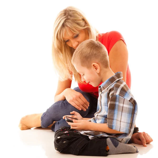 Moeder en zoon spelen — Stockfoto