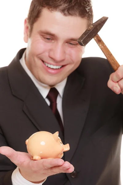 Business man with hammer — Stock Photo, Image