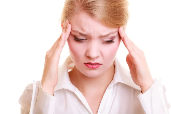 Mujer con dolor de cabeza —  Fotos de Stock