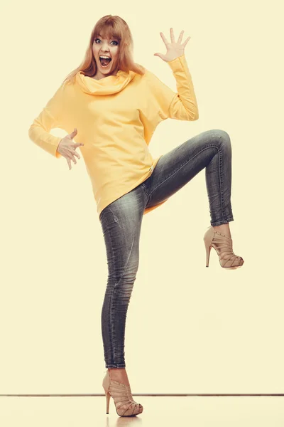 Crazy fashionable woman posing — Stock Photo, Image