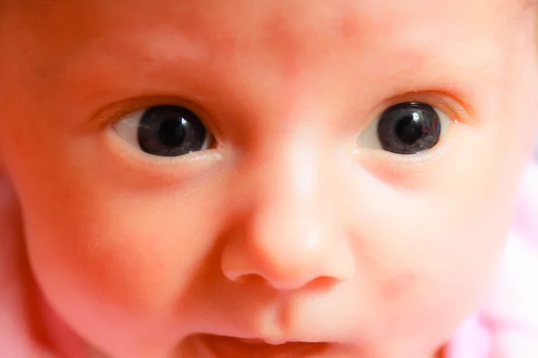 Closeup face of little newborn baby girl — Stock Photo, Image