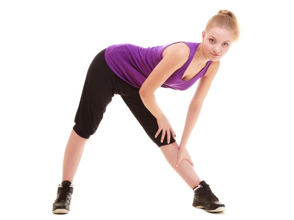 Sport. Flexible fitness girl doing stretching exercise — Stock Photo, Image