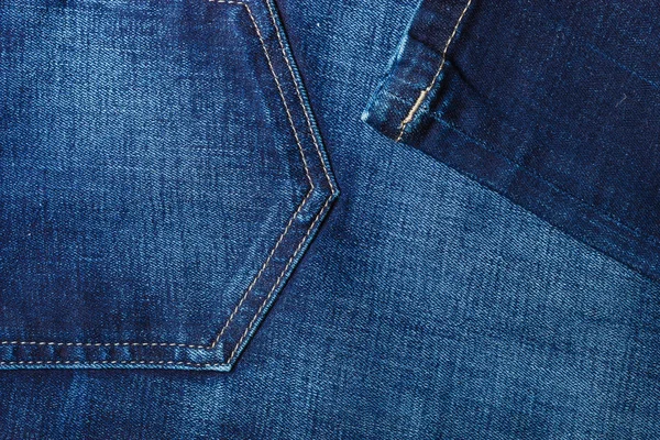 Closeup detail of blue denim pocket — Stock Photo, Image