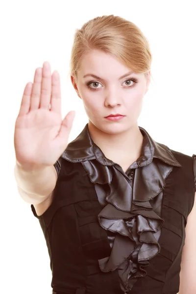 Businesswoman showing stop gesture — Stock Photo, Image