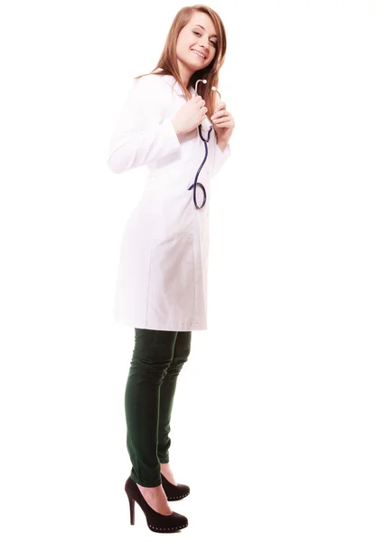 Woman doctor in lab coat standing — Stock Photo, Image