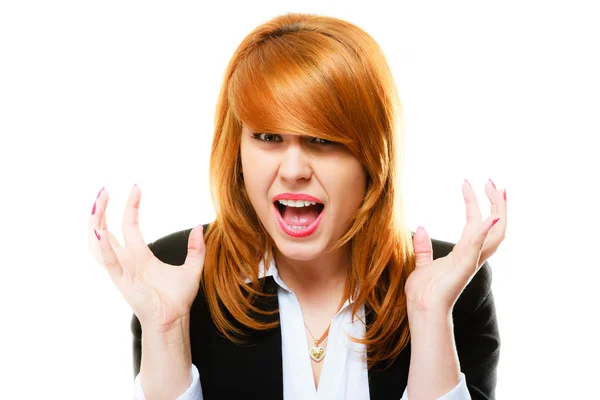 Zły wściekła kobieta krzyczy — Zdjęcie stockowe