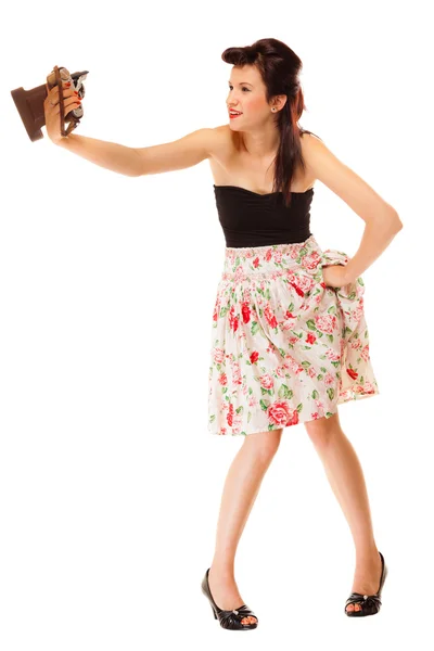 Girl taking self portrait — Stock Photo, Image