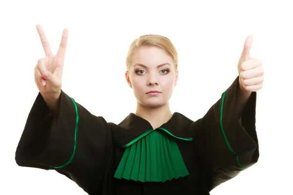 Woman  making sign victory — Stock Photo, Image