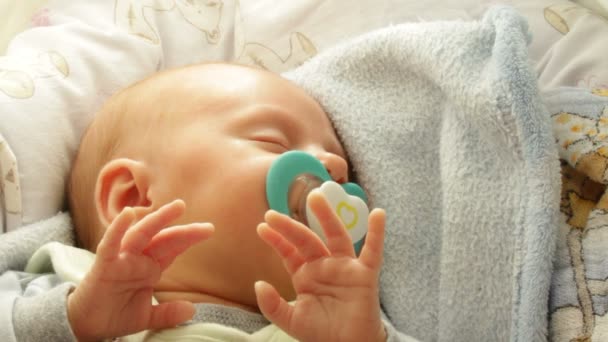 Kis újszülött baba alszik — Stock videók