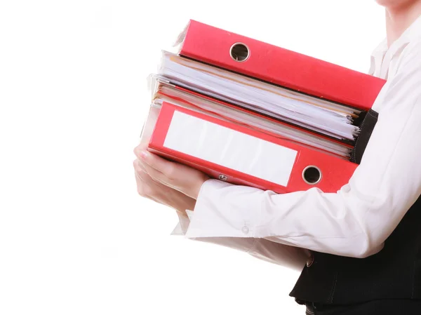 Paperwork. Documents in hands of businesswoman — Stock Photo, Image