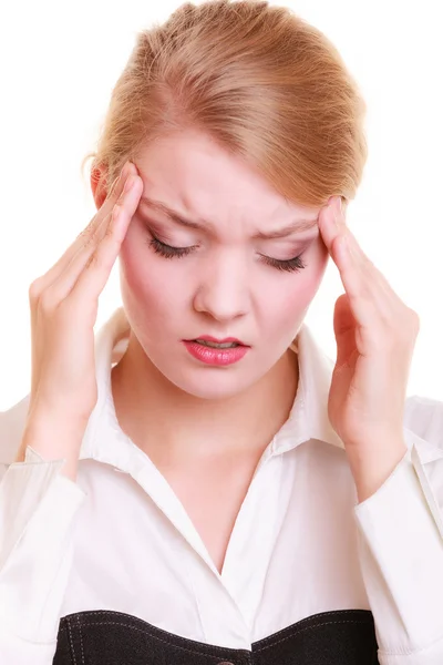 Frau leidet unter Kopfschmerzen — Stockfoto