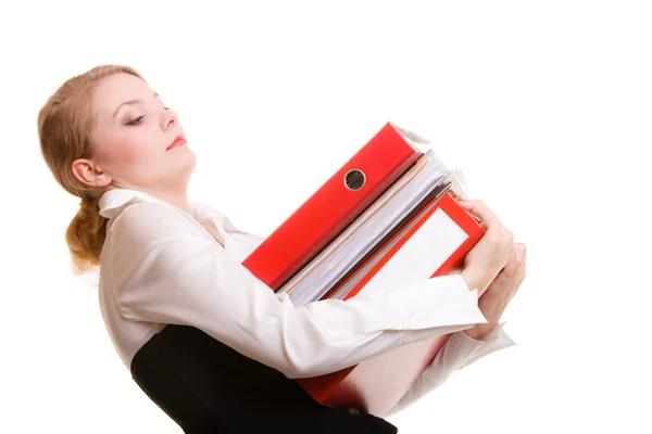 Mujer de negocios sosteniendo carpetas — Foto de Stock