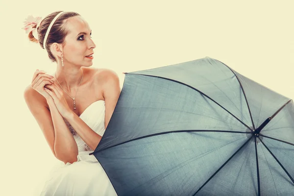 Bride posing umbrella Royalty Free Stock Photos