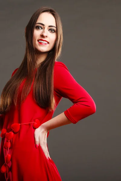 Female in red posing — Stock Photo, Image