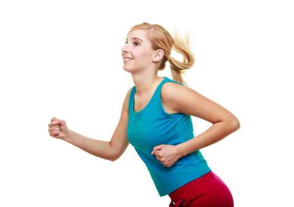 Blonde girl running. — Stock Photo, Image