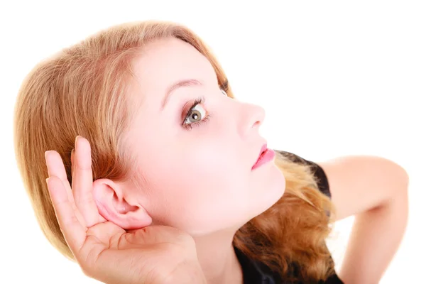 Blonde buisnesswoman listening — Stock Photo, Image