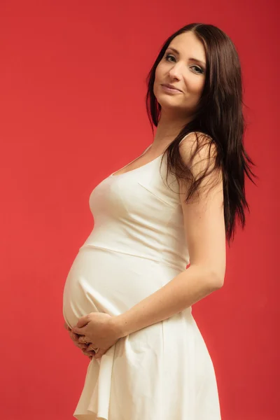 Pregnant woman touching her belly — Stock Photo, Image