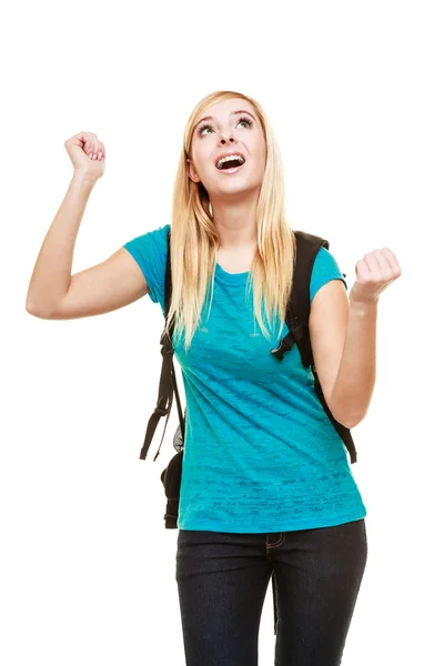 School girl celebrating success — Stock Photo, Image