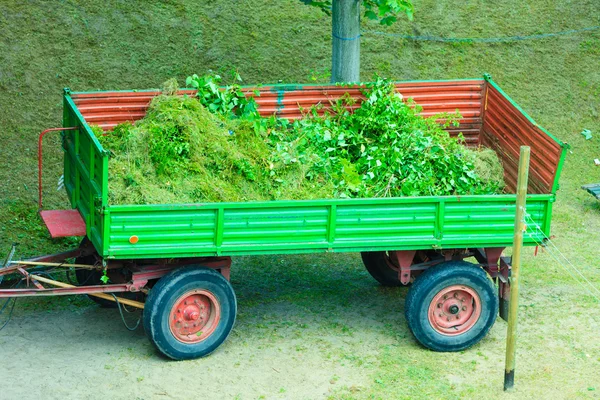 Obras en parque público, tractor con remolque —  Fotos de Stock