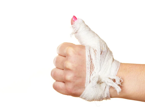 Hand tied elastic bandage on a white background — Stock Photo, Image