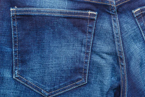 Closeup detail of blue denim pocket — Stock Photo, Image