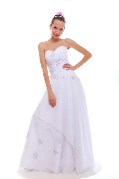 Bruid in witte jurk poseren — Stockfoto